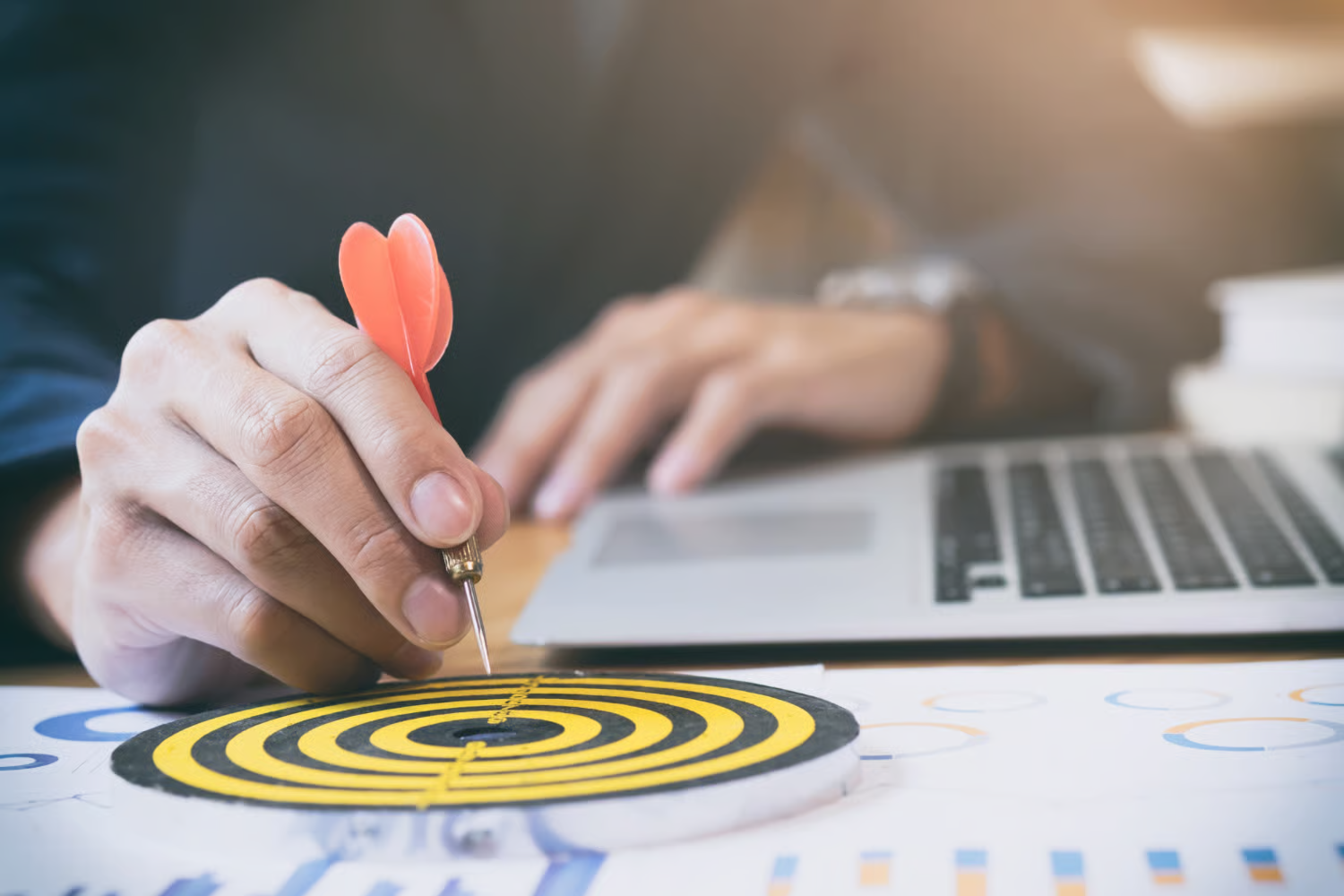 Mission background with dart targeting success